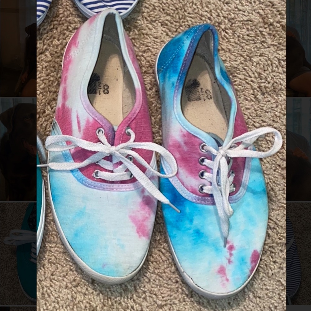 Pink and blue canvas shoes size 8.5